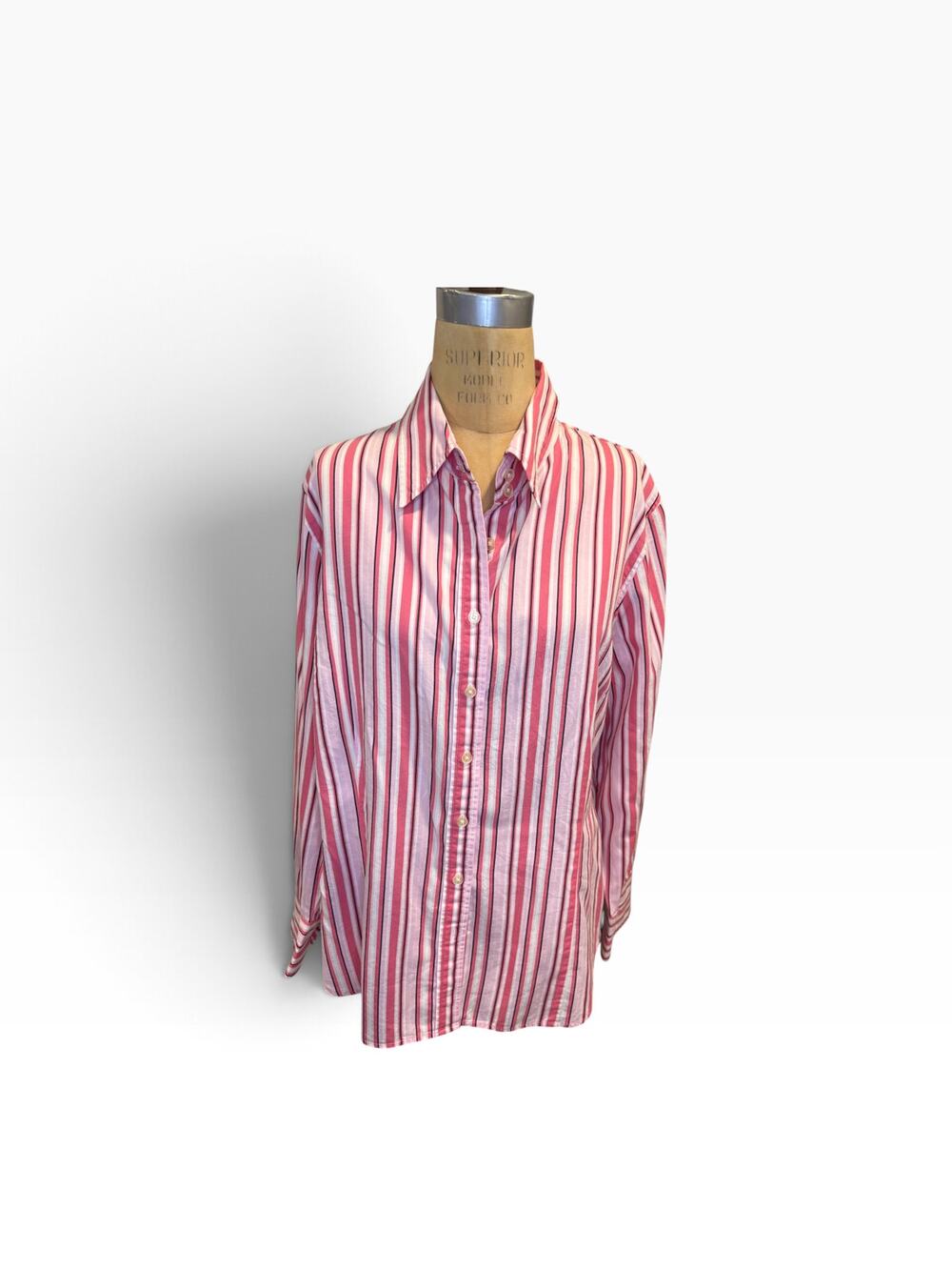 *Plus Size Pink & White Button Down